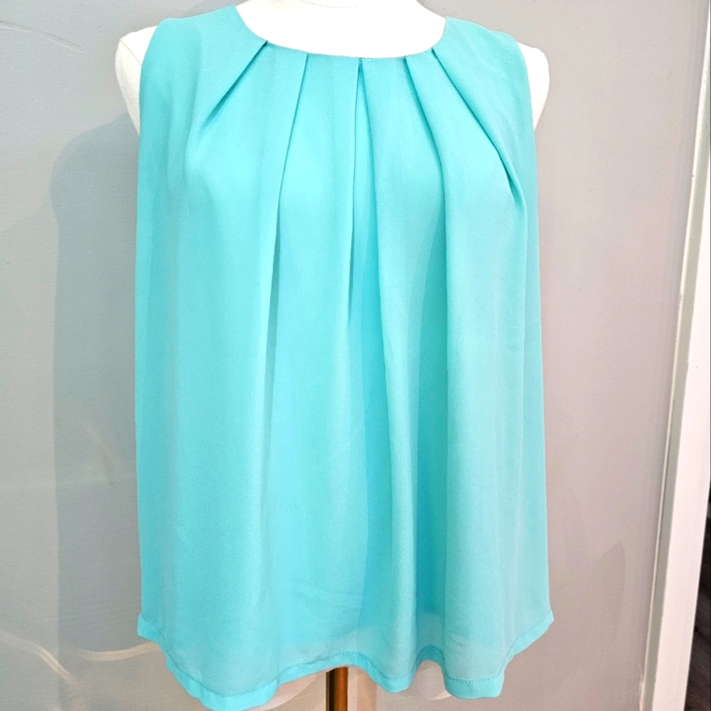 Forever21 teal blue tank with back zipper details